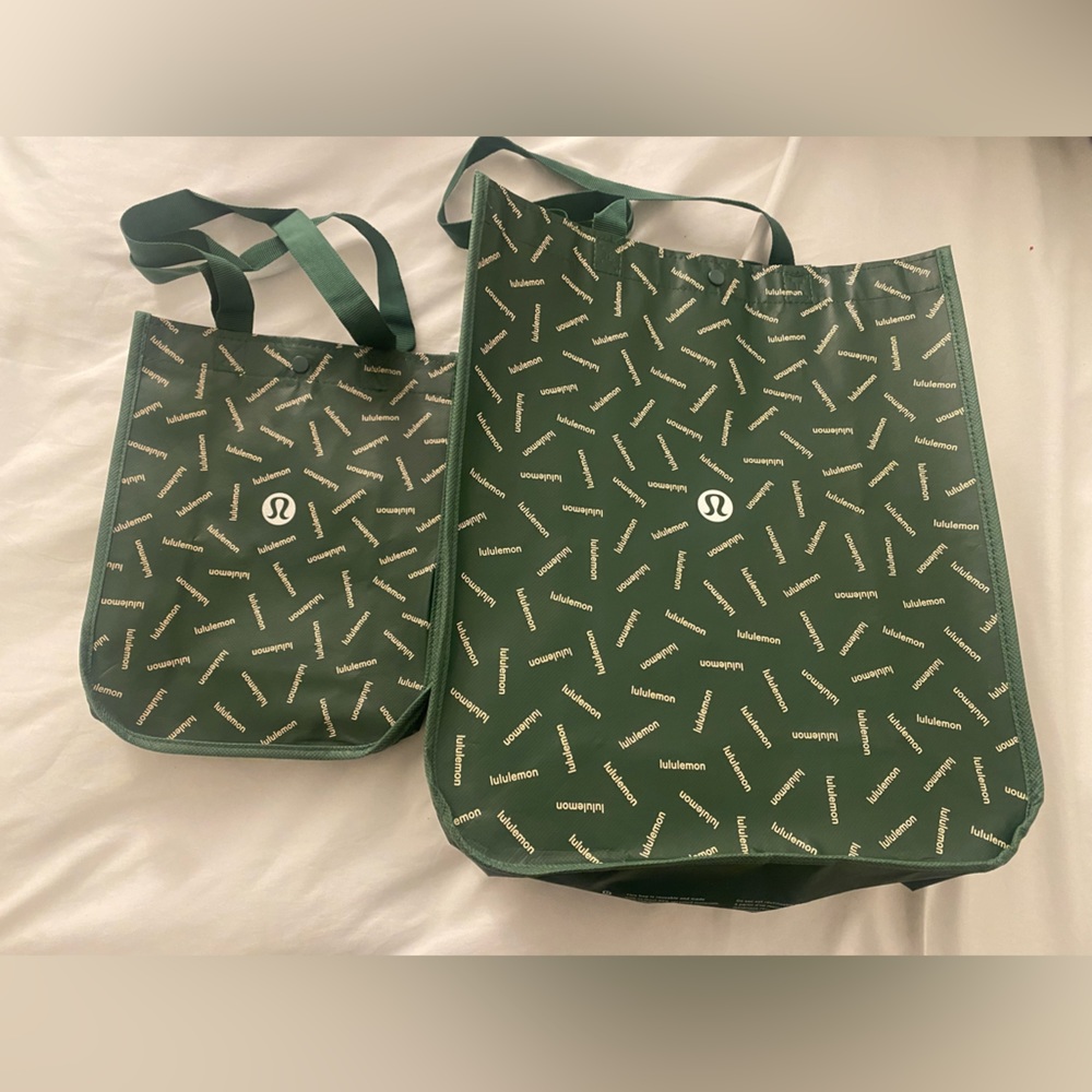 NEW Lululemon Shopping Tote Holiday Edition Small/Big Bundle Green Reusable